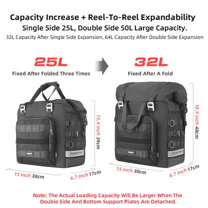 Rhinowalk 摩托车侧包 25L-32L 带内部支撑 1 个