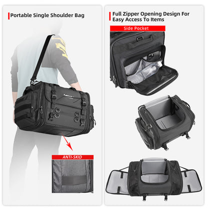 Bolsa trasera para motocicleta Rhinowalk, 26 l, expandible hasta 80 l, para equipaje de viaje 