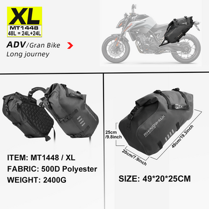 Rhinowalk Motorcycle Saddle Bags Waterproof 18L/28L/48L Universal Motorbike Side Pannier Bag