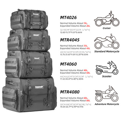 Rhinowalk Motorcycle Tail Bag 26L Expandable 80L Travel Luggage Bag