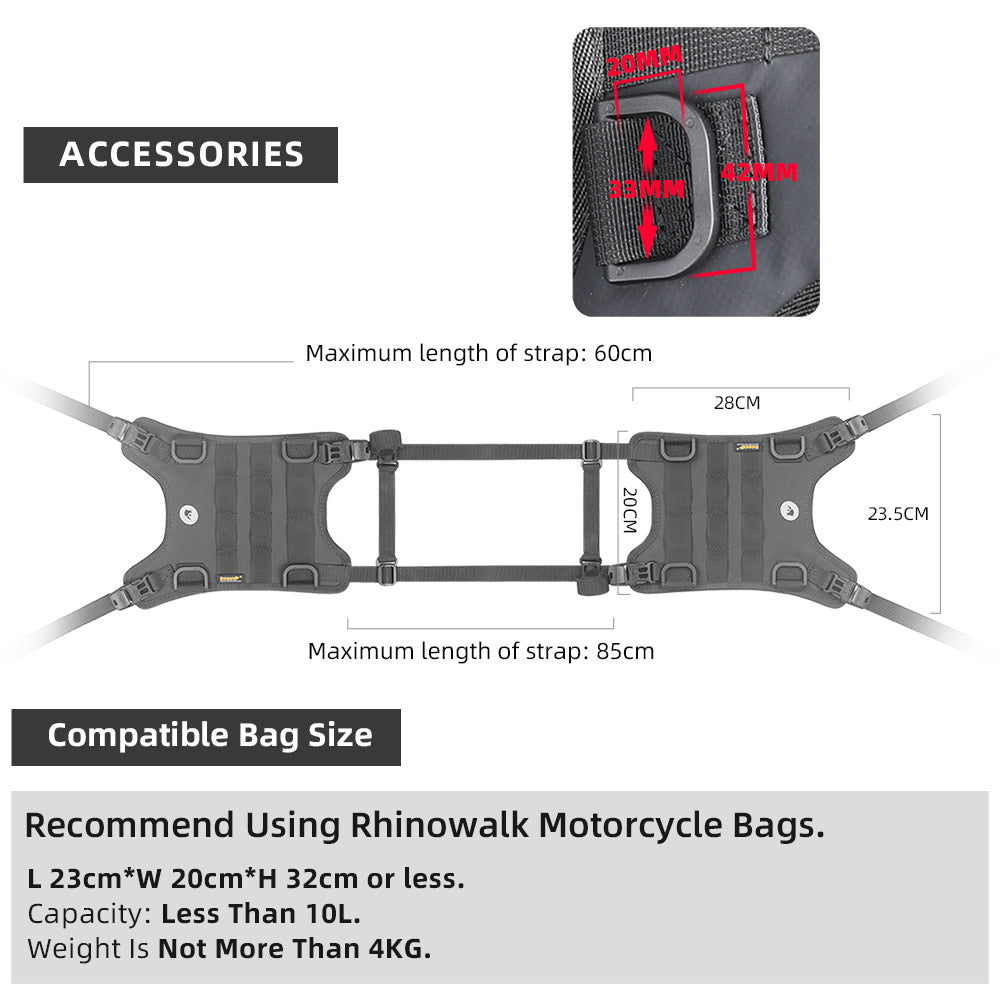 Rhinowalk Motorcycle Tank Bag/Bumper Bag Universal Saddle Bag Mounting Base