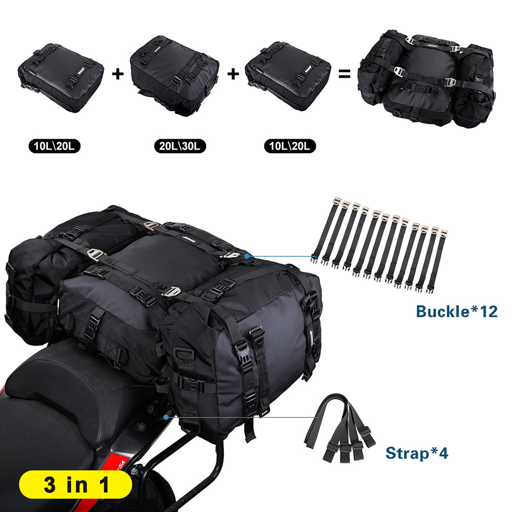 Rhinowalk Motorcycle Tail Bag 10L 20L 30L Waterproof