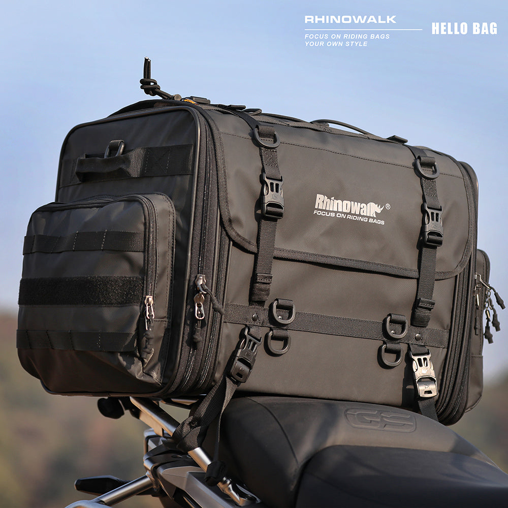 Bolsa trasera para motocicleta Rhinowalk, 26 l, expandible hasta 80 l, para equipaje de viaje 