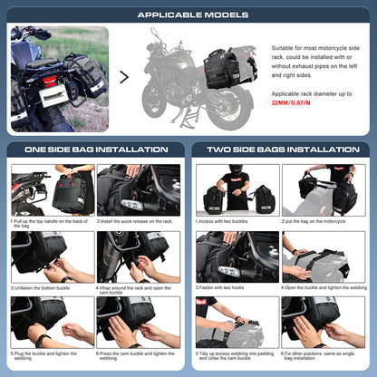 Rhinowalk Motorcycle Side Pannier Bag 25L Waterproof 1Pc