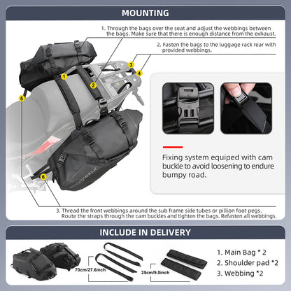 Rhinowalk Motorcycle Saddle Bags Waterproof 18L/28L/48L Universal Motorbike Side Pannier Bag